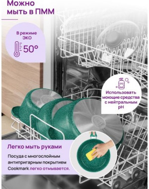 Кастрюля 2 л ГАРМОНИЯ ВКУСА "Изумруд" с крышкой ф18 120928