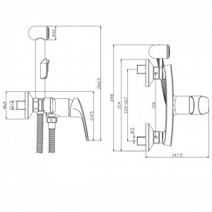 Смеситель одноручный (35мм) с гигиеническим душем, хром ROSSINKA RS45-52