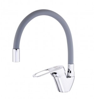 Смеситель для кухни Sanday ф40-гайка, латунь, хром, серый излив №5 46565-09