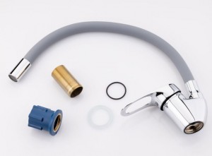 Смеситель для кухни Sanday ф40-гайка, латунь, хром, серый излив №5 46565-09