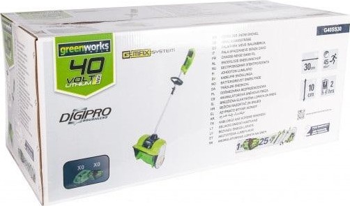 Снегоуборщик GREENWORKS GD40SS 2600807 (колеса 2964207, лопата, аккумуляторный, БЕЗ АКБ И ЗУ)