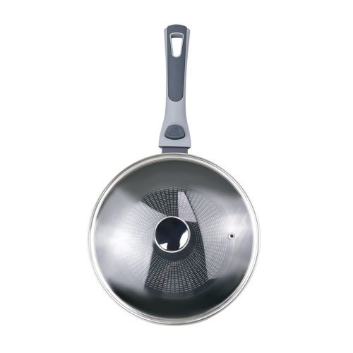 Сковорода LARA LR01-68-24 серия ФЬЮЖН 24*4.7см, съем. ручка, индукция, крышка, Индикатор нагрева,кор