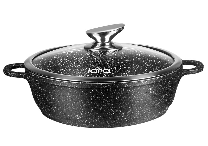 Сотейник LARA LR02-211 серия Rio 24см, 2,9л, мрамор, капсулированное индукционное дно, крышка