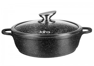 Сотейник LARA LR02-211 серия Rio 24см, 2,9л, мрамор, капсулированное индукционное дно, крышка