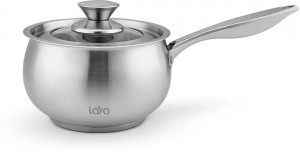 Сотейник нерж. LARA LR03-22 ТОКИО  16см - капсул индукц. дно, крышка со стекл вставкой