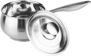 Сотейник нерж. LARA LR03-22 ТОКИО  16см - капсул индукц. дно, крышка со стекл вставкой
