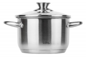 Кастрюля LARA (нерж) LR02-267 АФИНА 18*11,5см 2.9л, капсулированное индукционное дно, стекл. крышка