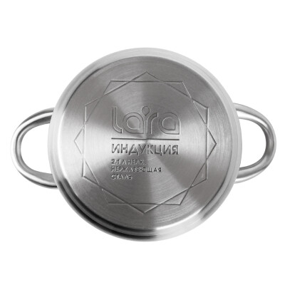 Кастрюля LARA (нерж) LR02-268 АФИНА 20*12,5см 3.9л, капсулированное индукционное дно, стекл. крышка