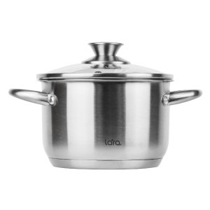 Кастрюля LARA (нерж) LR02-268 АФИНА 20*12,5см 3.9л, капсулированное индукционное дно, стекл. крышка