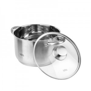 Кастрюля LARA (нерж) LR02-268 АФИНА 20*12,5см 3.9л, капсулированное индукционное дно, стекл. крышка