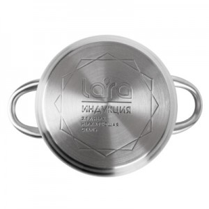 Кастрюля LARA (нерж) LR02-268 АФИНА 20*12,5см 3.9л, капсулированное индукционное дно, стекл. крышка