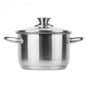 Кастрюля LARA (нерж) LR02-269 АФИНА 22*13,5см 5.1л, капсулированное индукционное дно, стекл. крышка