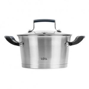 Кастрюля LARA (нерж) LR02-278 ВЕНЕРА 16*9см 1.6л, капсулированное индукционное дно, стекл. крышка