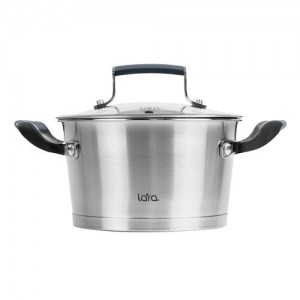Кастрюля LARA (нерж) LR02-279 ВЕНЕРА 18*10см 2.4л, капсулированное индукционное дно, стекл. крышка