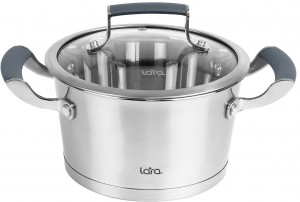 Кастрюля LARA (нерж) LR02-280 ВЕНЕРА 20*11см 3.1л, капсулированное индукционное дно, стекл. крышка