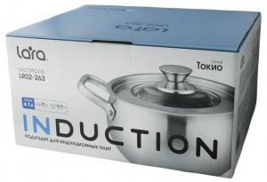 Кастрюля LARA (нерж) LR02-263 ТОКИО 20*12,5см 4.1л, индукц капсул дно, крышка со стекл вставкой