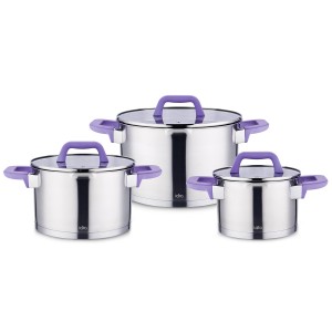 Набор посуды LARA ЛАВАНДА 3пр. (кастр. 2+2,8+3,8л) индукционное 5-ти ступ. капс. дно LR02-124