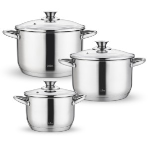 Набор посуды LARA АФИНА 3пр. (кастр. 2,1+3,9+5,1л) индукционное 5-ти ступ. капс. дно LR02-128