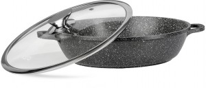 Сотейник LARA серия Rio 28см, 3.4л, мрамор, капсулированное индукционное дно, крышка LR02-212