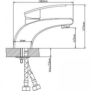 Смеситель для умывальника BOOU из лат, Д35 B8213-1 (B8213-1)
