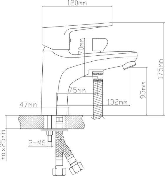 Смеситель для умывальника BOOU с душем B8282-1V (B8282-1V)