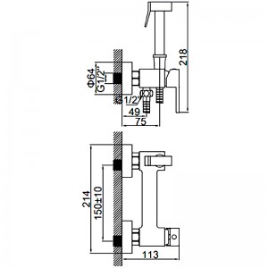 Смеситель с гигиеническим душем Сатин LEDEME L5398A-7