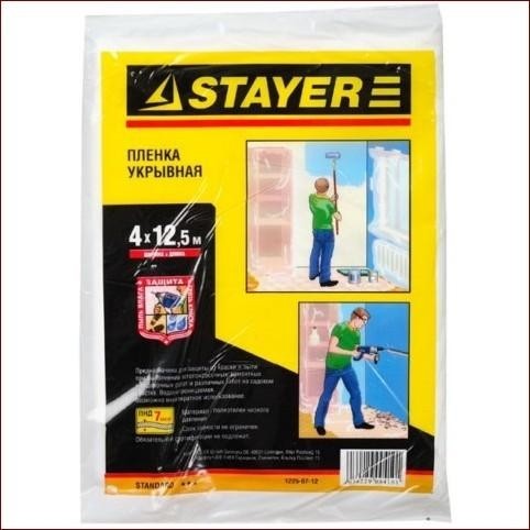 Пленка STAYER "STANDARD" защитная укрывочная, HDPE, 7 мкм, 4*12,5 м 1225-07-12