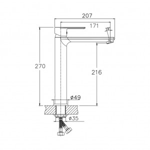 Смеситель д/умывальника Broads шар., высокий излив, латунь GOLDEN FOX 10011