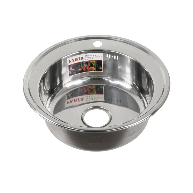 Мойка врезная круглая 51см, нерж.сталь FABIA 051