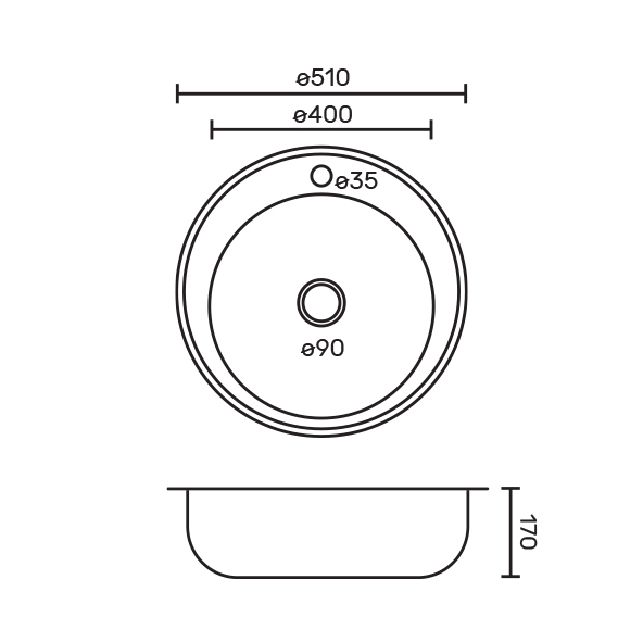 Мойка врезная круглая 51см, нерж.сталь FABIA 051
