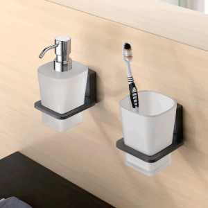 Стакан одинарный настенный (стекло) графит Ledeme L30306U