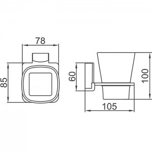Стакан одинарный настенный (стекло) графит Ledeme L30306U