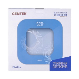Весы напольные Centek CT-2440 LED BLUE электронные шаг 0,1кг/фунт, LCD 65x28, размер 28х28см