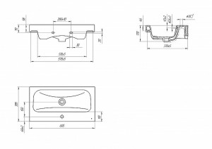 Раковина мебельная MODO 60, узкая белый (S-UM-MOD60SL/1) 19795