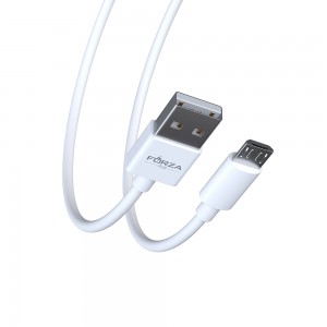 Кабель для зарядки Быстрая Эталон microUSB, 1м, 3А, QC, PD 20W, TPE, белый, кейс FORZA 443-042