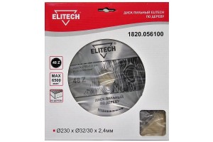 Диск пильный по дереву 230*32*48T, п/к 32*30мм, ELITECH 1820.056100