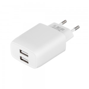 Зарядное устройство Стандарт, 2xUSB, 2А, 5В, Белый FORZA 916-218