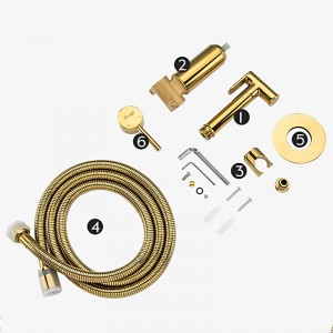 Смеситель с гигиеническим душем золото FRAP F7505-3