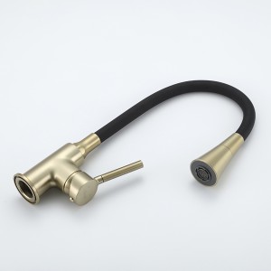Смеситель для кухни с гибким изливом золото Frap 4044-3