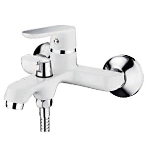 Смеситель для ванны с коротким изливом, белый+золото LEDEME L3277W
