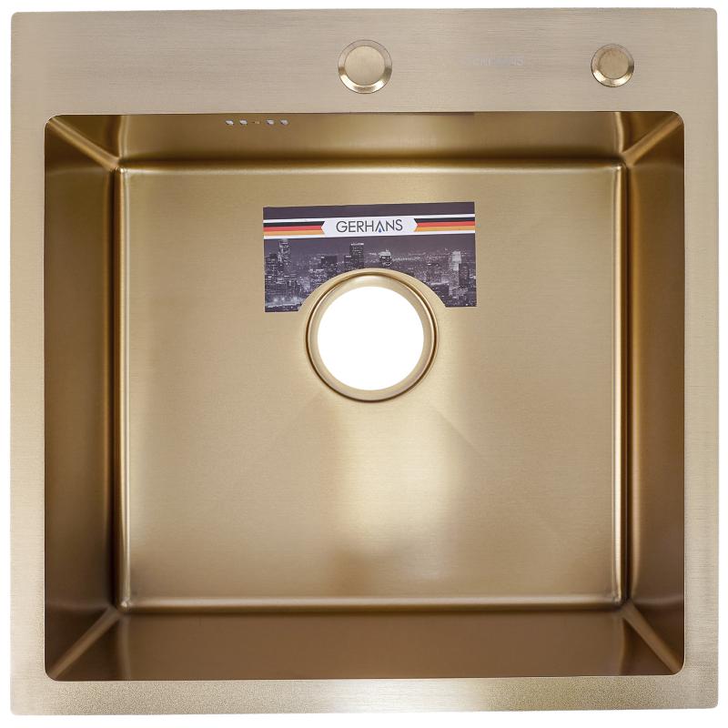 Мойка кухонная премиум, PVD золото, 500*500 Gerhans K35050G