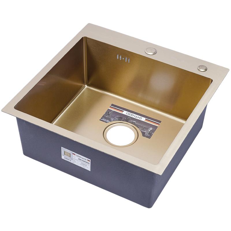 Мойка кухонная премиум, PVD золото, 500*500 Gerhans K35050G