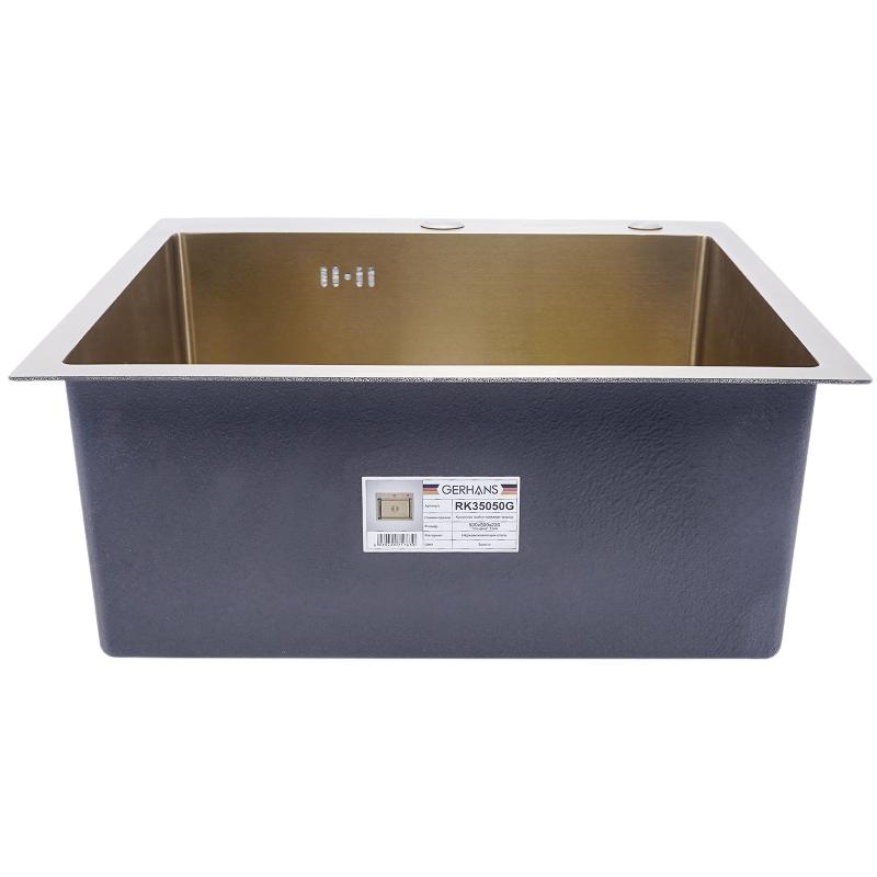 Мойка кухонная премиум, PVD золото, 500*500 Gerhans K35050G