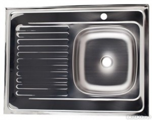 Мойка кухонная 50*80*13,5 эконом 0,4мм правая, нерж сталь EvaGold