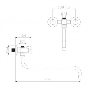 Смеситель для ванной с длинным изливом Кристи Антей 247350