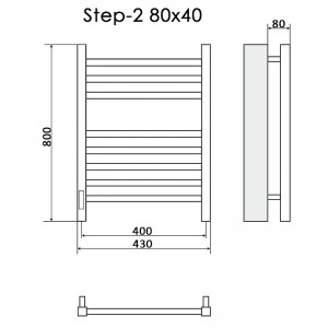 Полотенцесушитель STEP II 80/40 электрический, ТЭН (У) (хром)