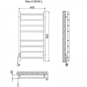 Полотенцесушитель ЭК WAY II 80/40 электрический, ТЭН (У) (хром)