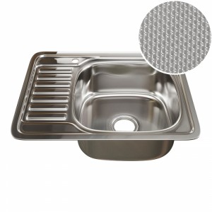 Мойка прямоуг 58*48 (0,8) прав вып 3 1/2, 18см с сифоном врезная Декор MixLine 532309