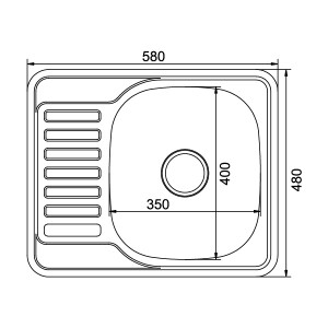 Мойка прямоуг 58*48 (0,8) прав вып 3 1/2, 18см с сифоном врезная Декор MixLine 532309