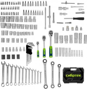 Набор инструментов 160 предметов 1/2", 3/8", 1/4" Сибртех 14172